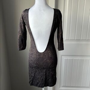 Metallic Black Dress with Deep V-Back